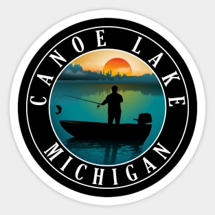 Canoe Lake Fishing Michigan Sunset Sticker